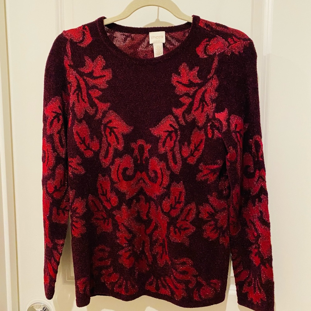 women burgandy sweater